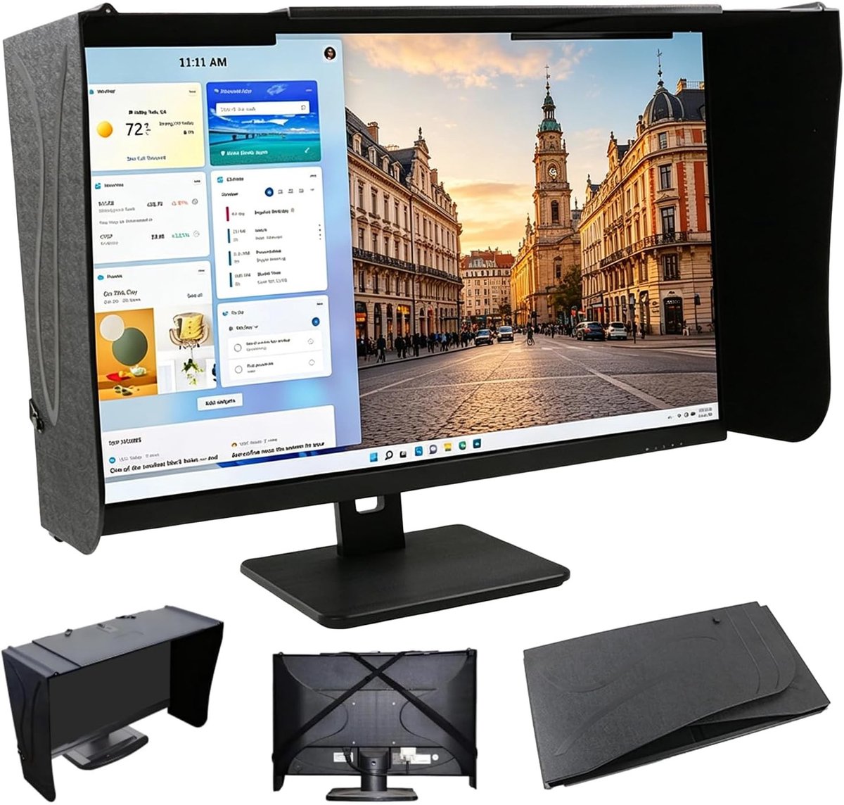 Verstelbare monitorkap voor platte schermen, anti-peeping en reflectiebescherming, opvouwbare zonwering voor 17-27 inch monitoren tegen verblinding en zonlicht