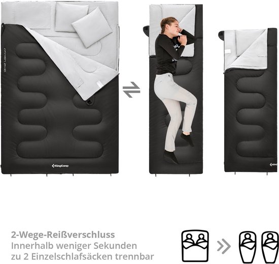 Deken-slaapzak Oxygen 250 D - 2-persoons dubbele slaapzak XL lang -3 °C — afbeelding 2