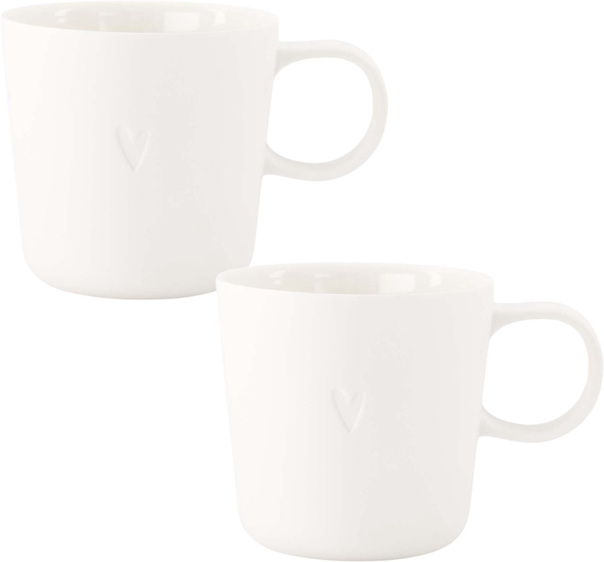 Zusss Set Van 2 Koffiemokken Met Oor Hartje - Keramieken Mokken - Wit - 230Ml Keramiek Wit