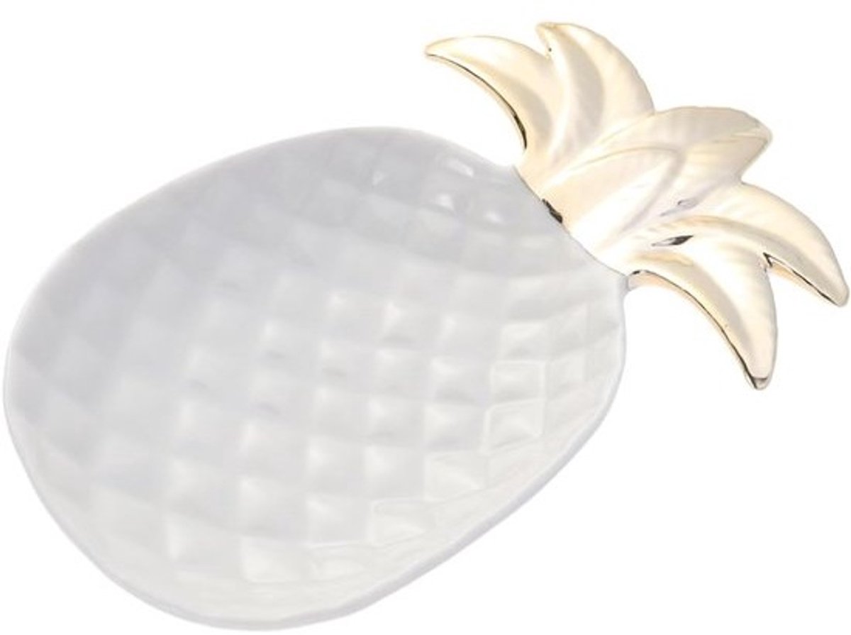 Sieraden Schaal - Opbergbakje - Kamer Decoratie - Levendige Ananas Vorm - 17.5 x 11 cm - Wit