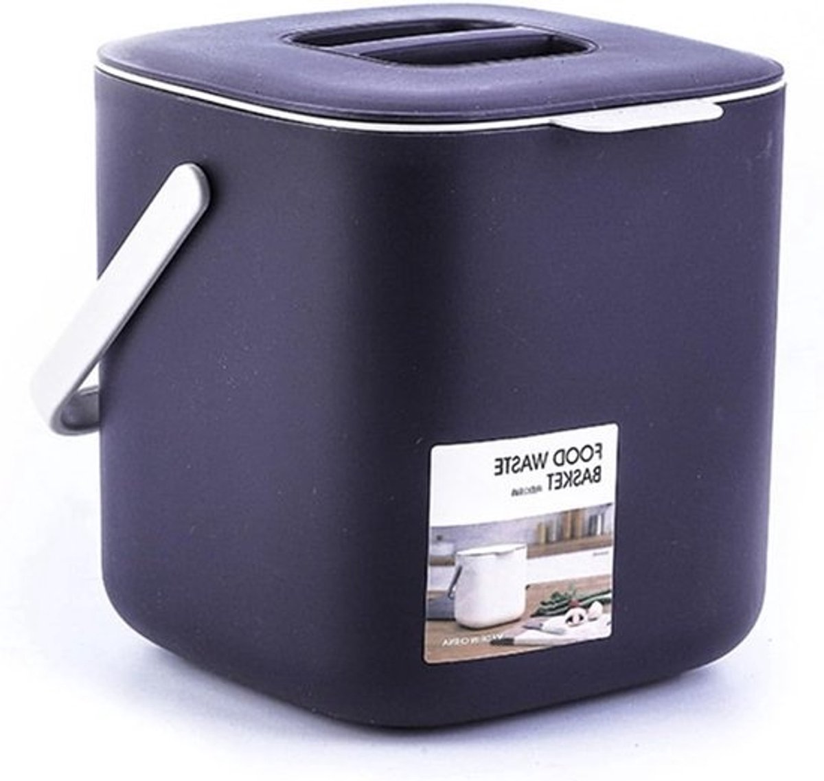 Compacte Compostbak voor de Keuken, 4 L, Geurremmend, Met Koolstoffilter, Vaatwasmachinebestendig en Ingebouwde Zeef voor Organisch Afval, Duurzaam en Handig