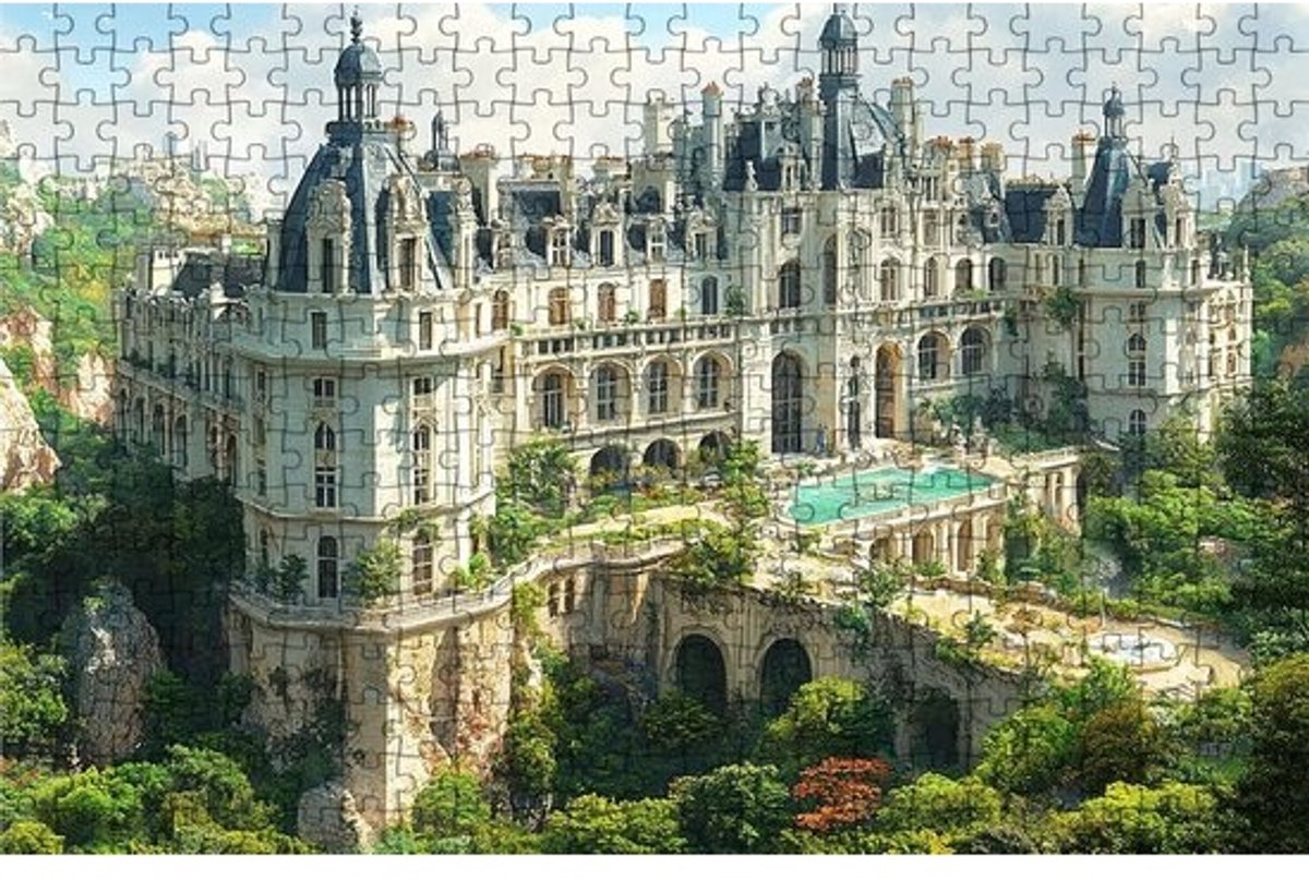Houten Puzzel - Landschap Puzzel - Ontspanning Thuis - Educatief en Decoratief - 120x80 cm - Kasteel