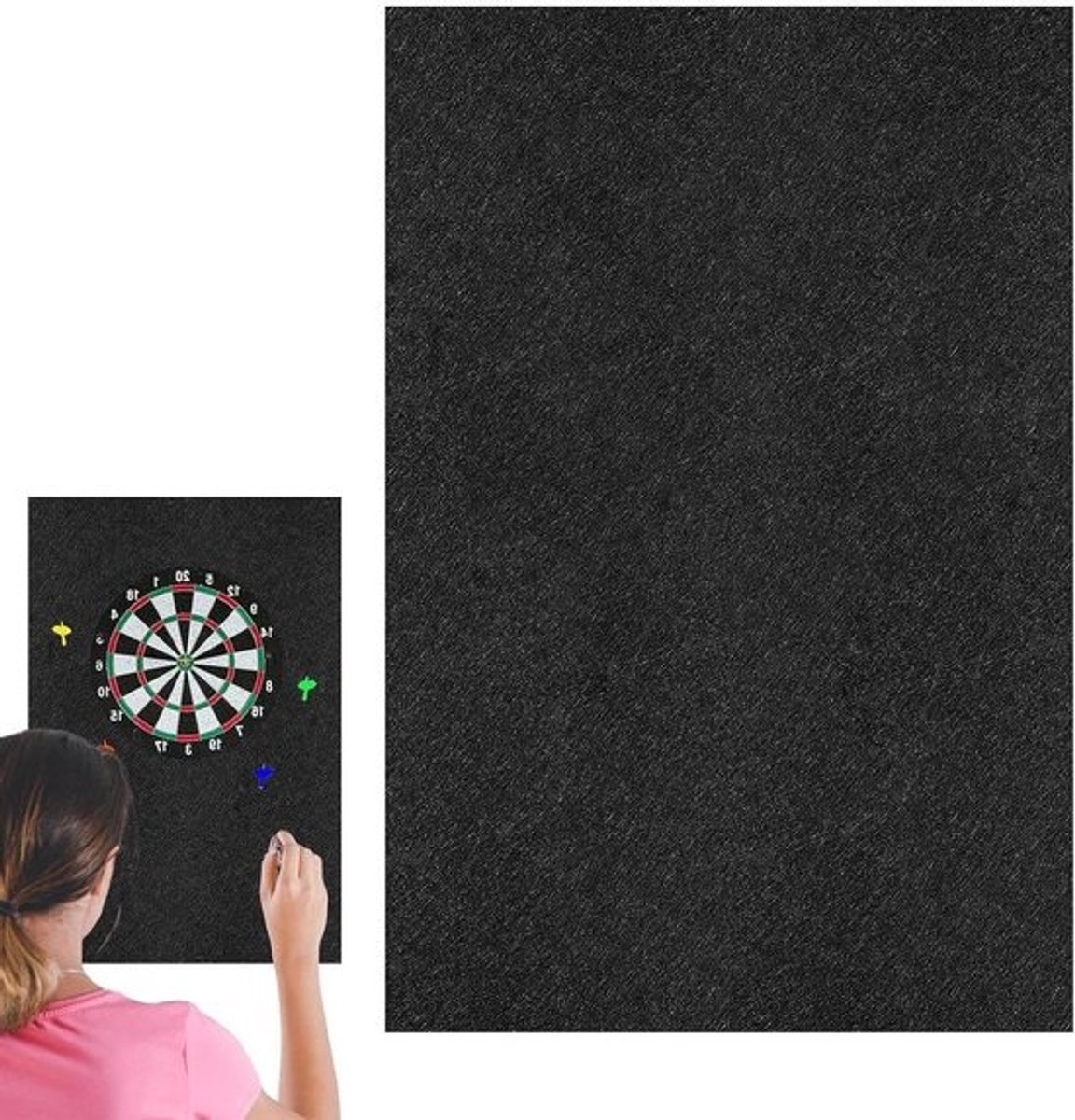 Dartbord Achterwand - Wandbescherming Vilt - Muren Beschermen - Zelfklevend Ontwerp - 60 x 90 cm - Zwart