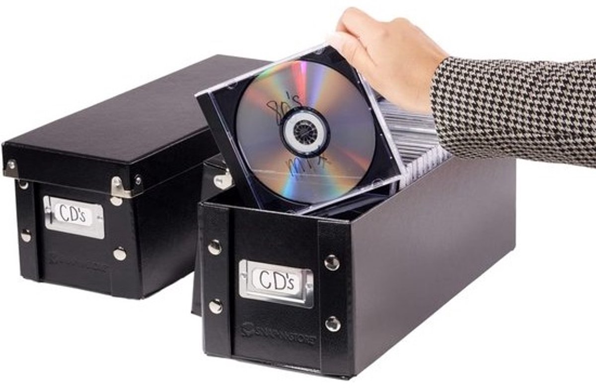 Opbergdozen Media - CD DVD Hoesjes - Media Organiseren - Snelle Montage - 14 x 36 x 13 cm - Zwart