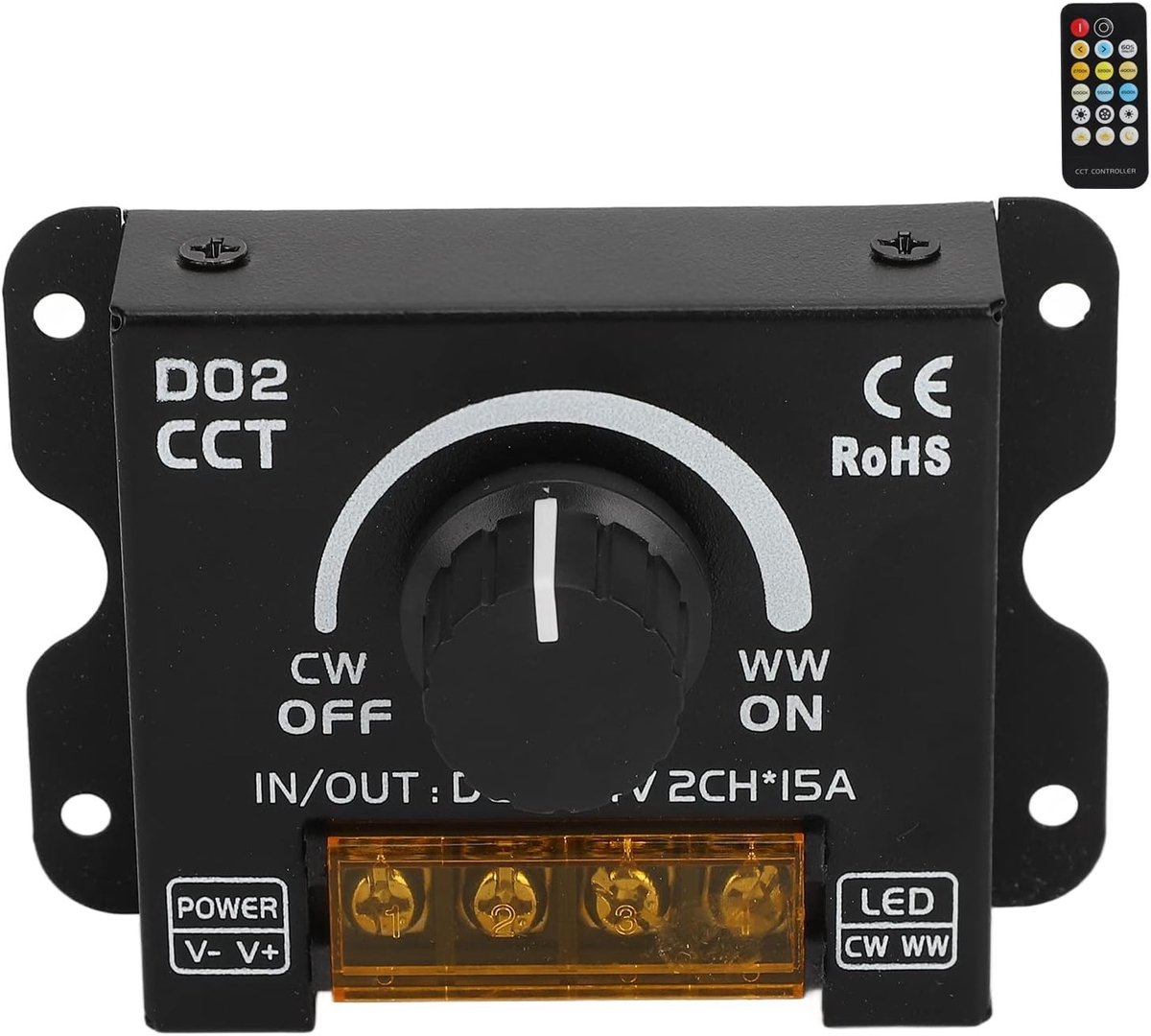 LED Dimmer met 2 Kanalen en Afstandsbediening voor DC 5V-24V LED Strips - Soepele Helderheid Aanpassing voor Woonkamer, Slaapkamer en Keuken