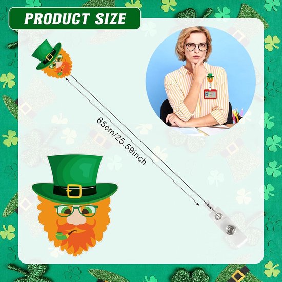 8 Stuks St. Patrick's Day Nurse Badge Reel - Acryl Retractable ID Kaart Houder voor Verpleegkundigen en Artsen — afbeelding 5