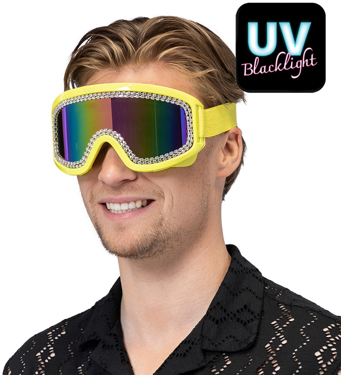Boland - Party skibril Rave neongeel Geel,Neon - Volwassenen - 80's & 90's - Disco - Geen verkleedthema - 90s - Festival - Carnaval - Apres ski