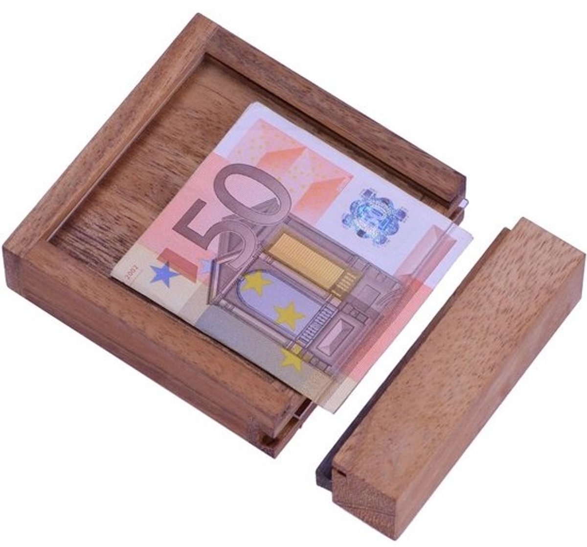 Houten Geldkluis - Cadeauverpakking Puzzel - Geld Cadeau Verbergen - Milieuvriendelijk Plantagehout - 12 x 10 x 25 cm - Bruin