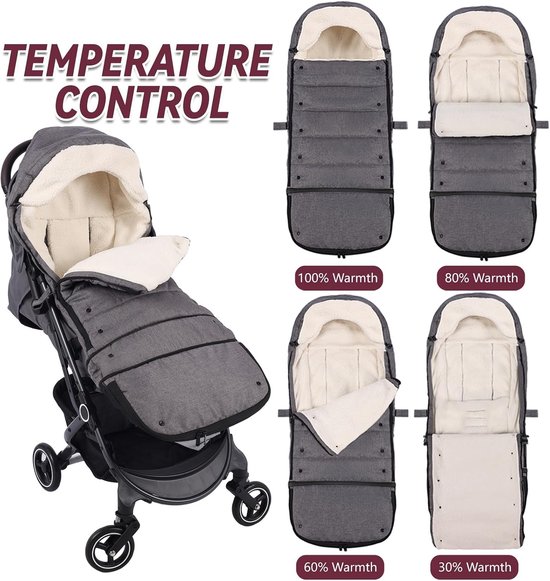 Extra grote voetenzak voor kinderwagens, winter voetenzak met uitbreidbare lengte, ergonomisch ontwerp voor optimale warmte en comfort voor baby's — afbeelding 2