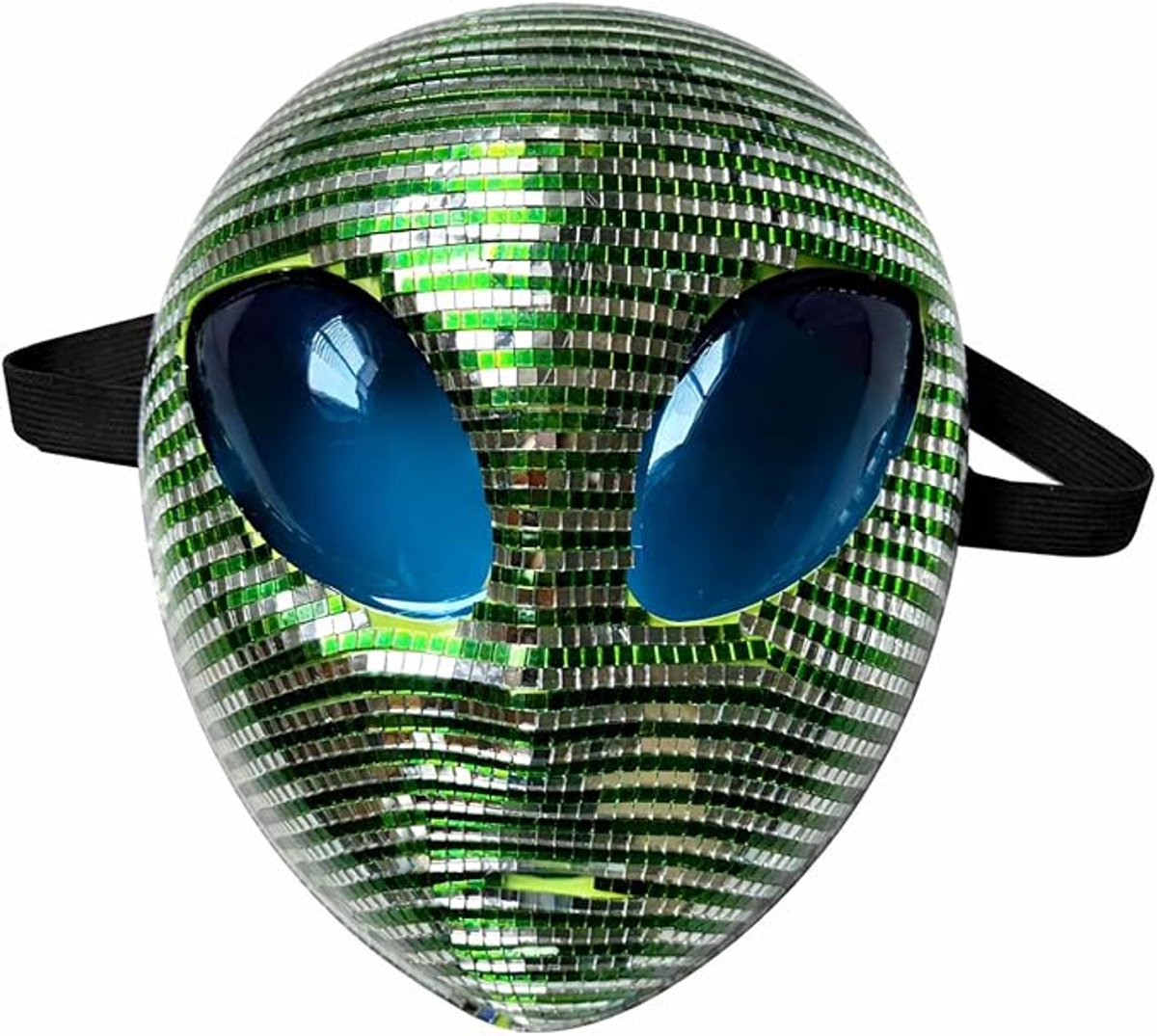 Casalora® Halloween Alien Masker – Disco Glitter Volledig Gezichtsmasker – UFO Buitenaards Cosplay Masker voor Dames & Heren – Carnaval, Festival & Themafeest