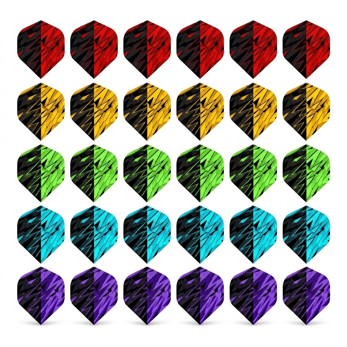 Groen rood blauw paars geel dart flights set unisex standaard vorm kunststof bliksem patroon vervangende flights 30 stuks darts accessoires