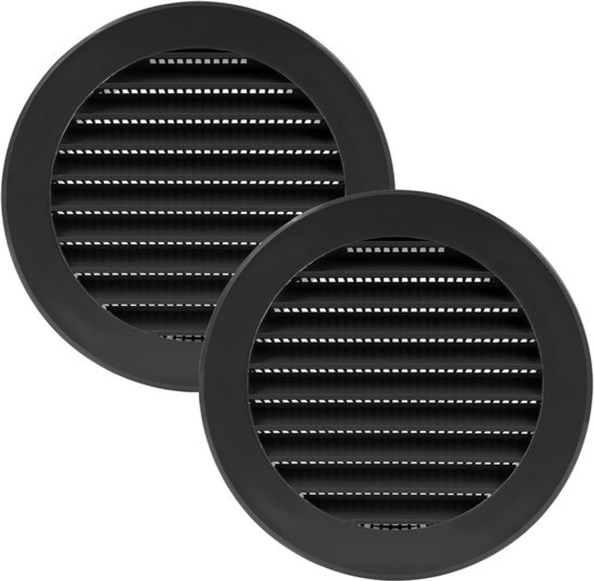 Ronde Ventilatie Rooster 100mm Zwart - Inbouw - Met Insectengaas voor Ventilatie in Badkamer of Keuken