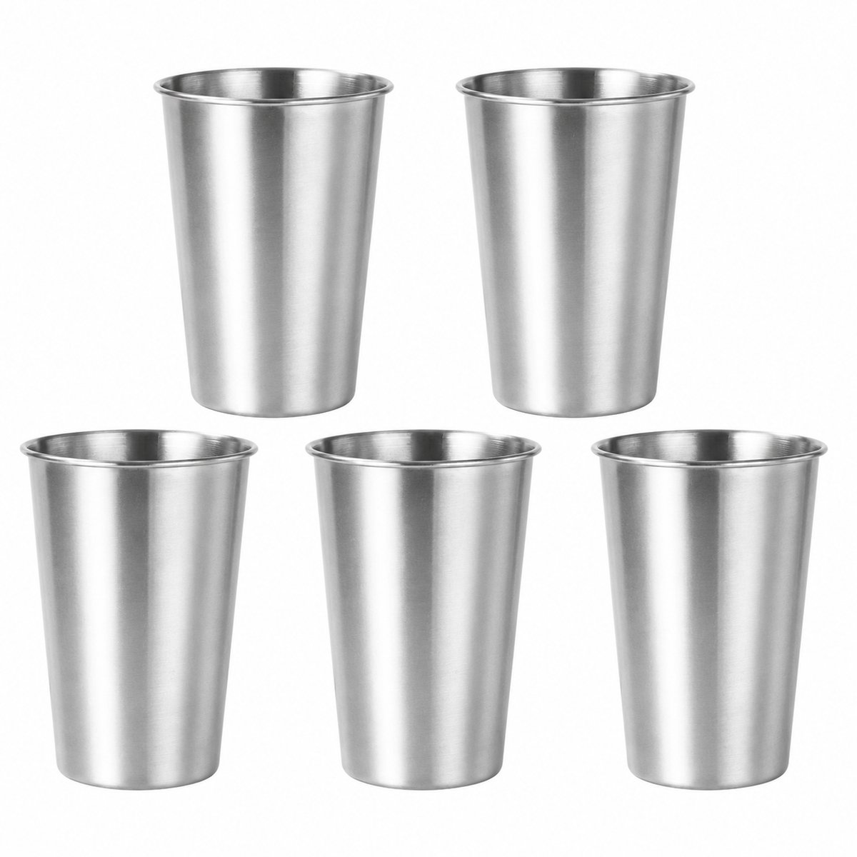 Somstyle RVS Beker Set - 5 Stuks - Mokken - 300ML - Koffiebeker - Zilverkleurig