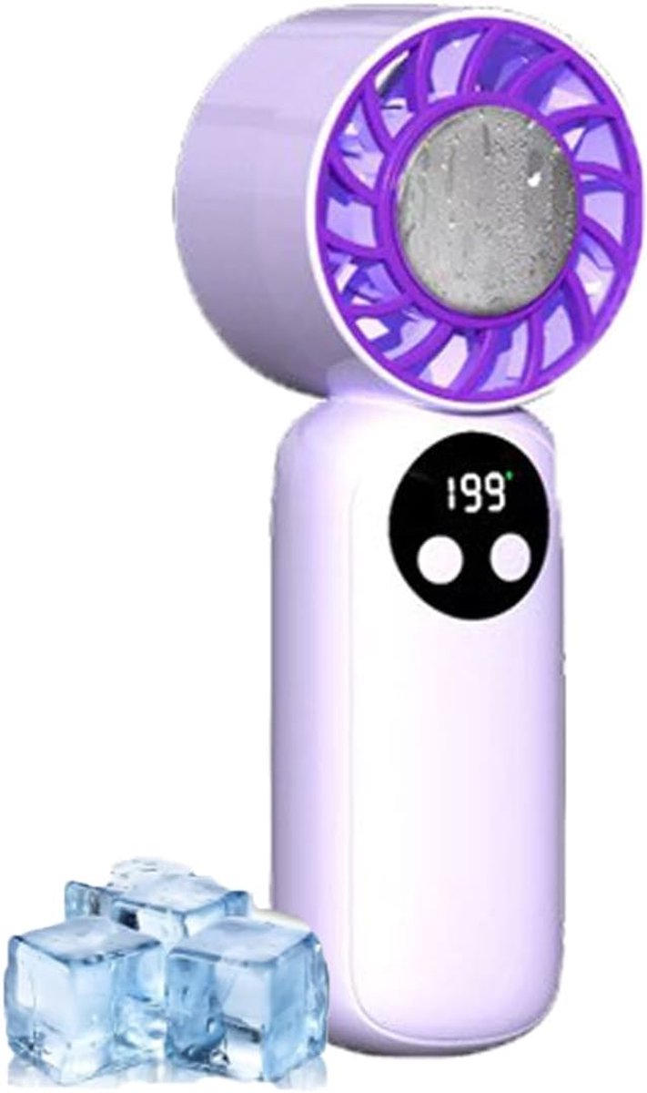 Ventilator - Handventilator - Draagbare turboventilator met verkoelend effect - 199 windniveaus - Oplaadbare Koelventilator voor Gezicht en Kantoor - Draagbare mini-reisventilator - Persoonlijke draagbare ventilator - Paars - Koelventilator