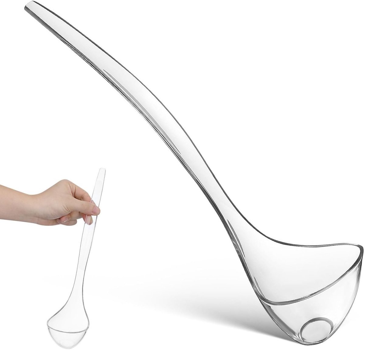 longziming - Transparante Soeplepel - Doorzichtige Opscheplepel - Serveerlepel - Veilige Lange Steel - Grote Schepcapaciteit - Hoogwaardige Kunststof - Ergonomisch Comfort Voor Soepen En Sauzen - 1 Stuks