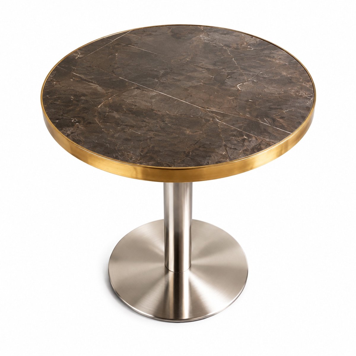 MODFU - Bijzettafel - Rond - Marmerlook - Grijs - 60 Cm - 73,7 Cm