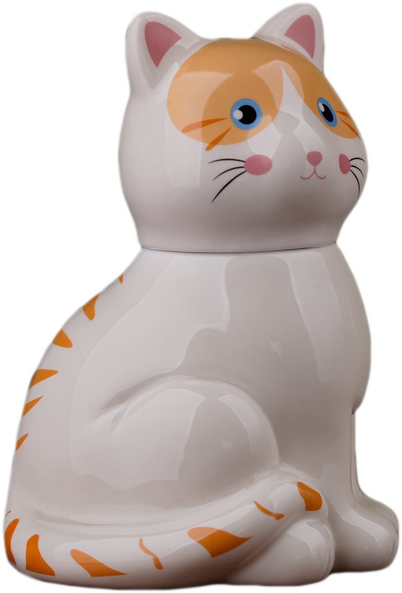 Keramische urn voor huisdier 600ml, zittende oranje kat sculptuur, herdenkingsurn voor kat en middelgrote hond，Decoratie Urn