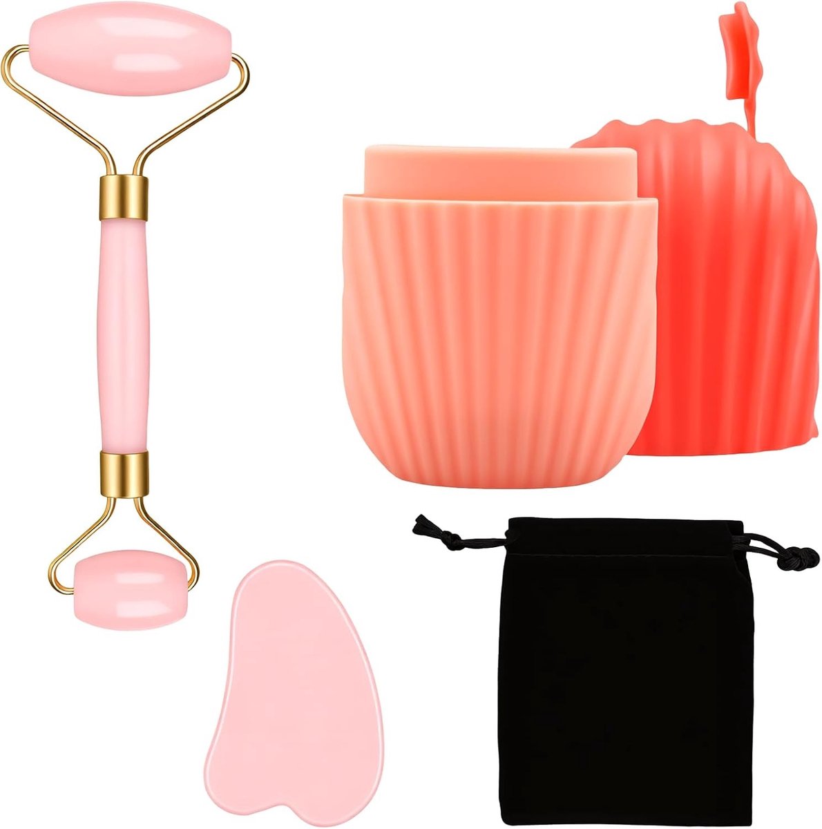 Set van 4 Ice Rollers en Gua Sha Gezichtsrollers voor Oogzwellingen, Fijne Lijntjes en Huidversteviging