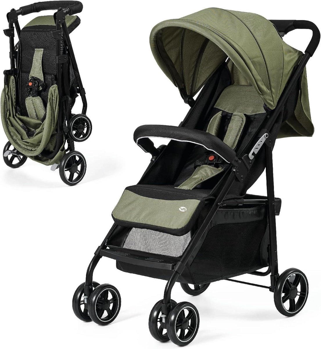 Lichte kinderwagen - Compacte buggy - Dagelijkse uitstapjes - Met één hand inklapbaar - Tot 22 kg - Groen