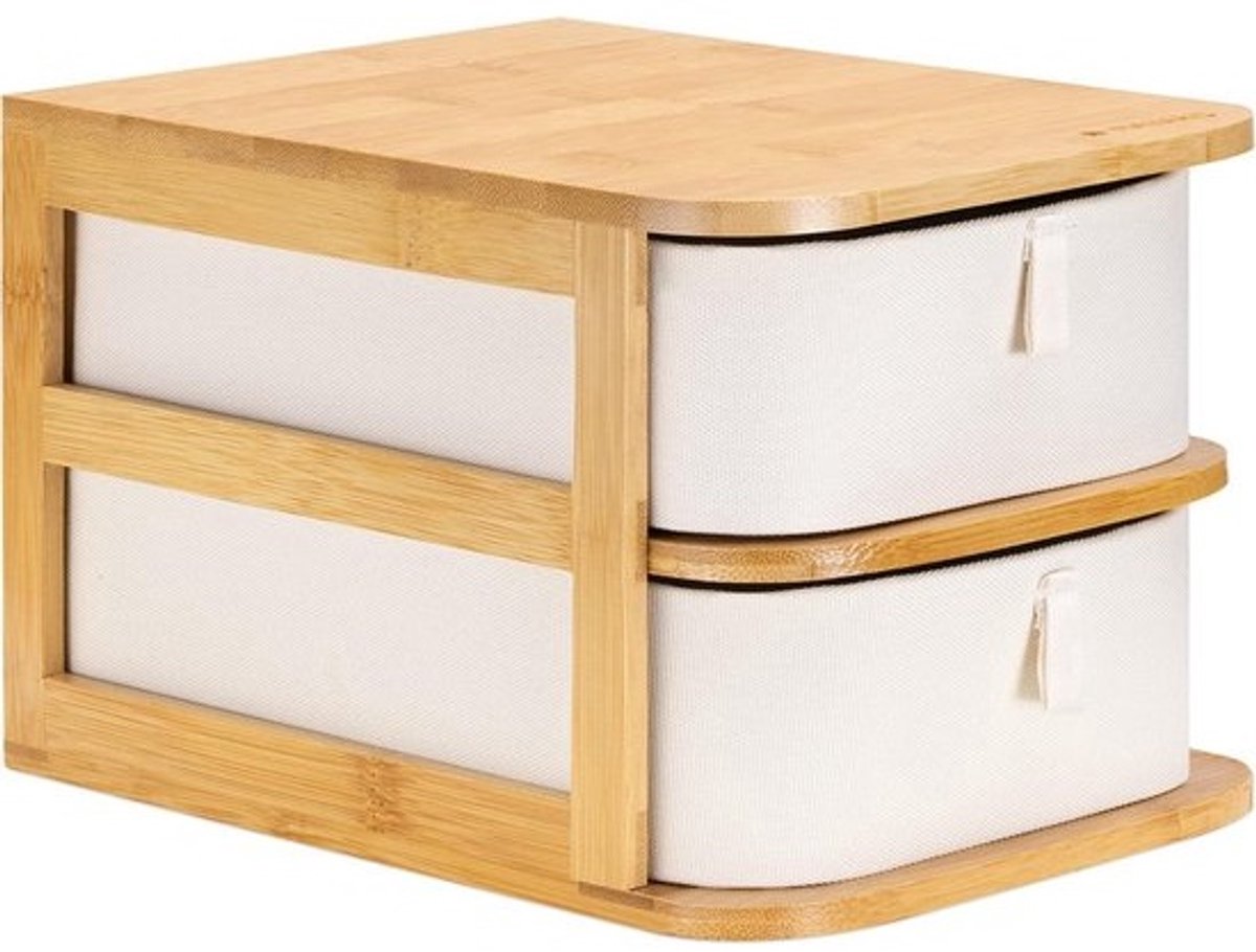 Dubbele Make-up Opberglade met Bamboe Frame - Organizer voor Toiletartikelen en Cosmetica