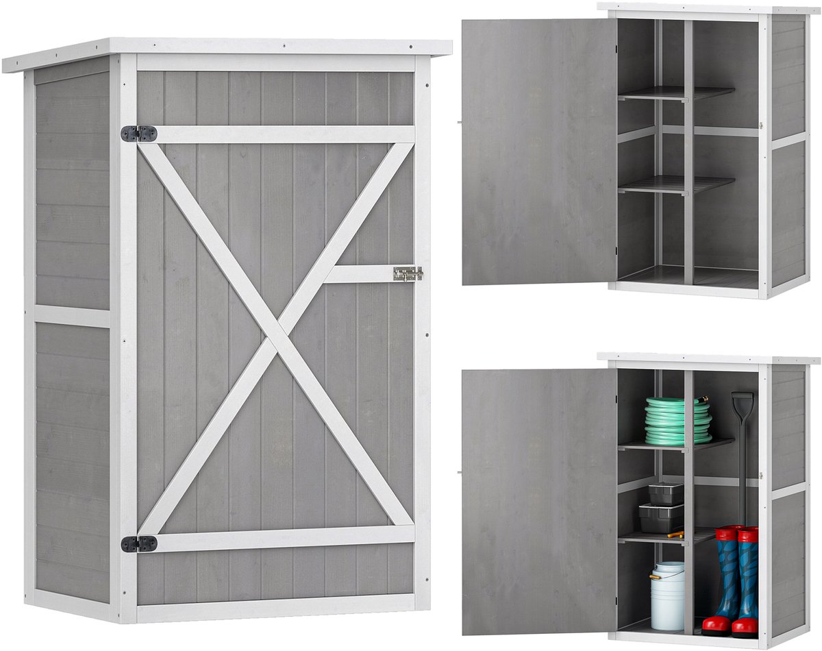Weerbestendige tuinschuur met planken - 75 x 56 x 115 cm - grijs