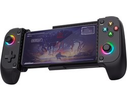 Draadloze Bluetooth Gamecontroller voor Smartphone, Handheld Gamepad, Geschikt voor iPhone, Android, PS5 en Xbox, 12 Uur Speeltijd, Dubbele Trillingsfeedback, RGB-verlichting-Zwart