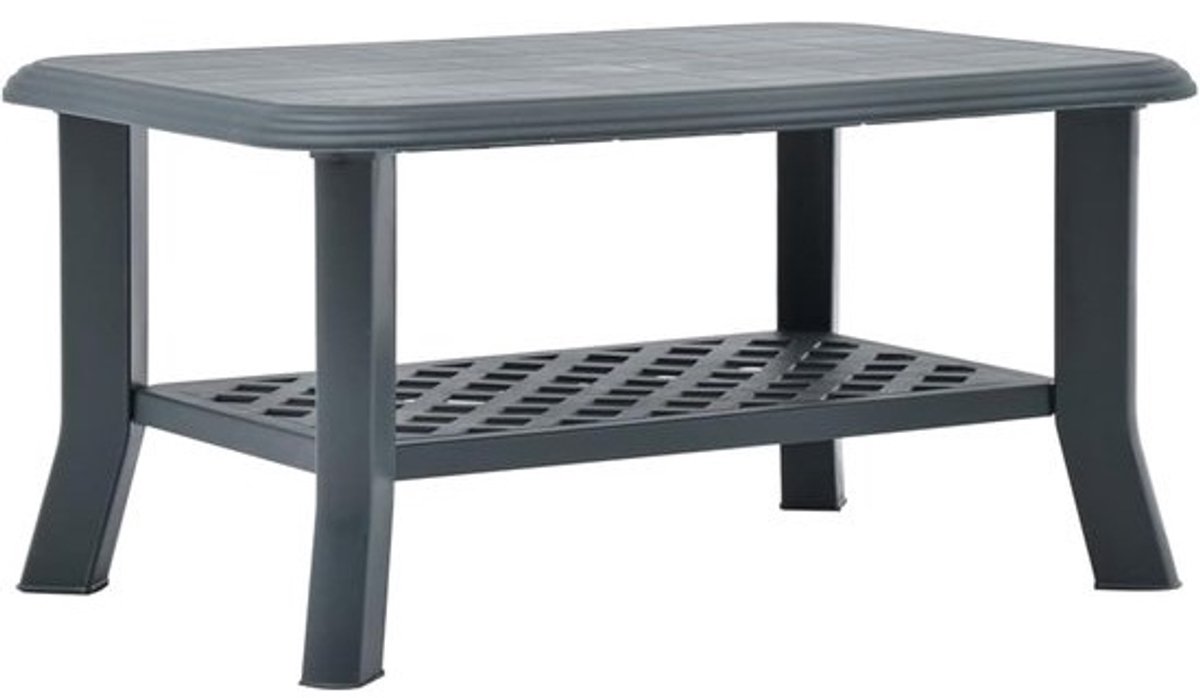 Bijzettafel Rond - Nachtkastje Tafel - Buiten Zitten - Geïntegreerd Opbergrek - 90 x 60 x 46 cm - Groen