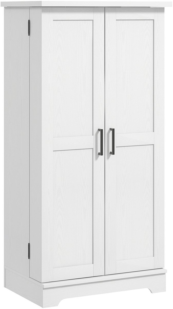 Keukenkast in één stuk, 5 planken, 2 deuren met kruidenrek, dressoir voor de woonkamer, verstelbare planken, opbergkast voor de eetkamer en slaapkamer (wit)