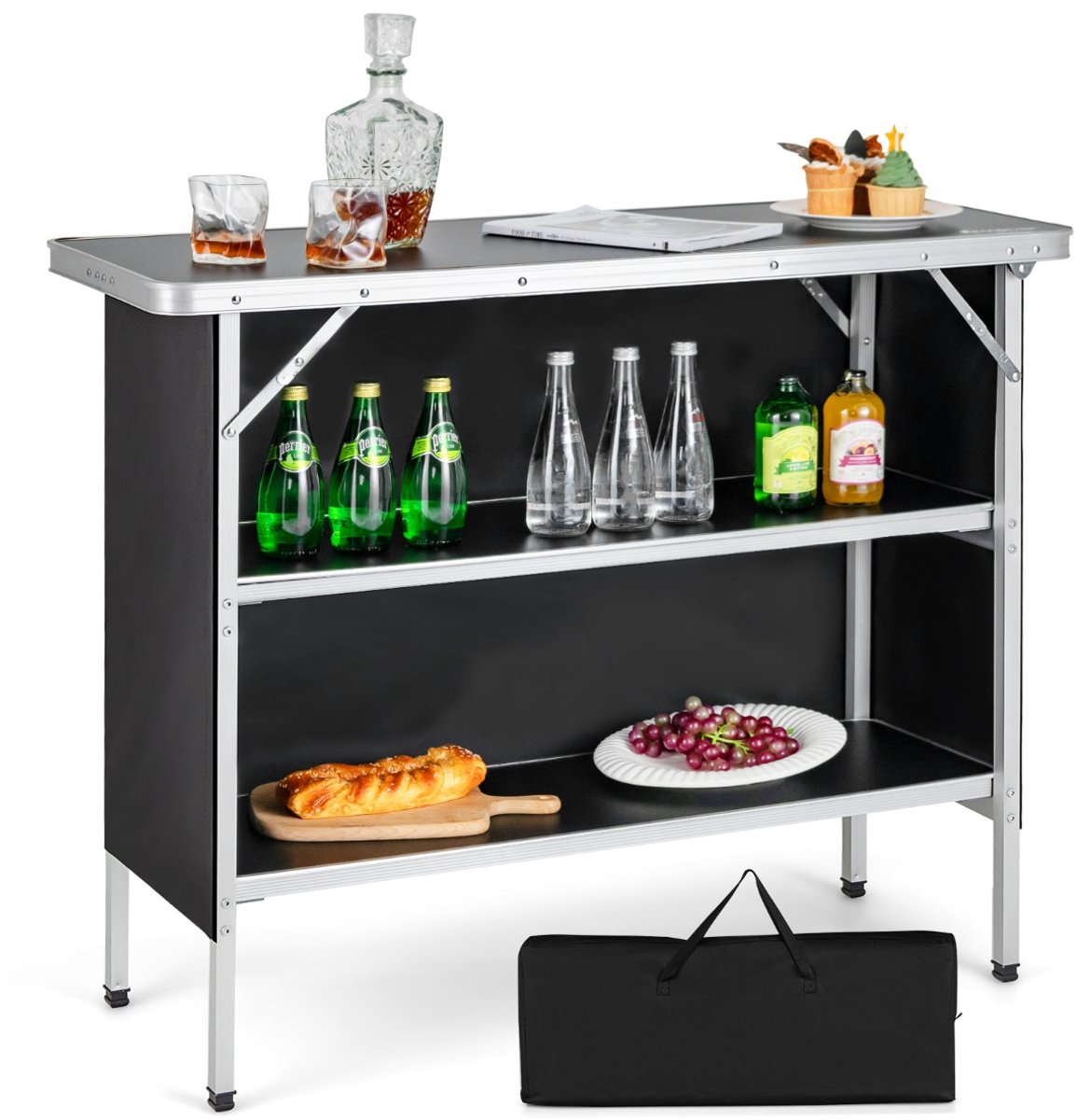 SureDeal® - Tuinmeubel - Opvouwbare Campingtafel Aluminium - Oxford Doek - Draagtas Inbegrepen Lichtgewicht - 110x38x88 cm - Donkerbruin
