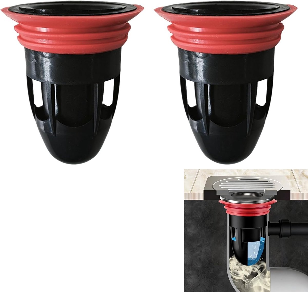 Set van 2 Stuks Badkamer Douche Afvoer, Geurafvoer, Vloerafvoer Kern voor 41-50mm Diameter, Waterdicht en Antigeur Systeem