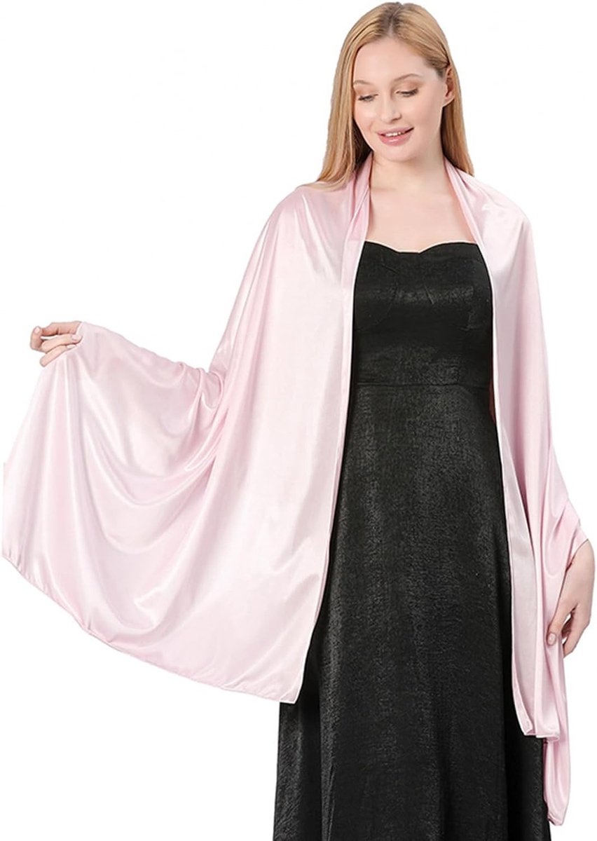 Elegante zijden sjaals en wraps voor avondjurken, lichtgewicht en veelzijdig, ideaal voor bruiloften en feesten, 200×70 cm, roze paars