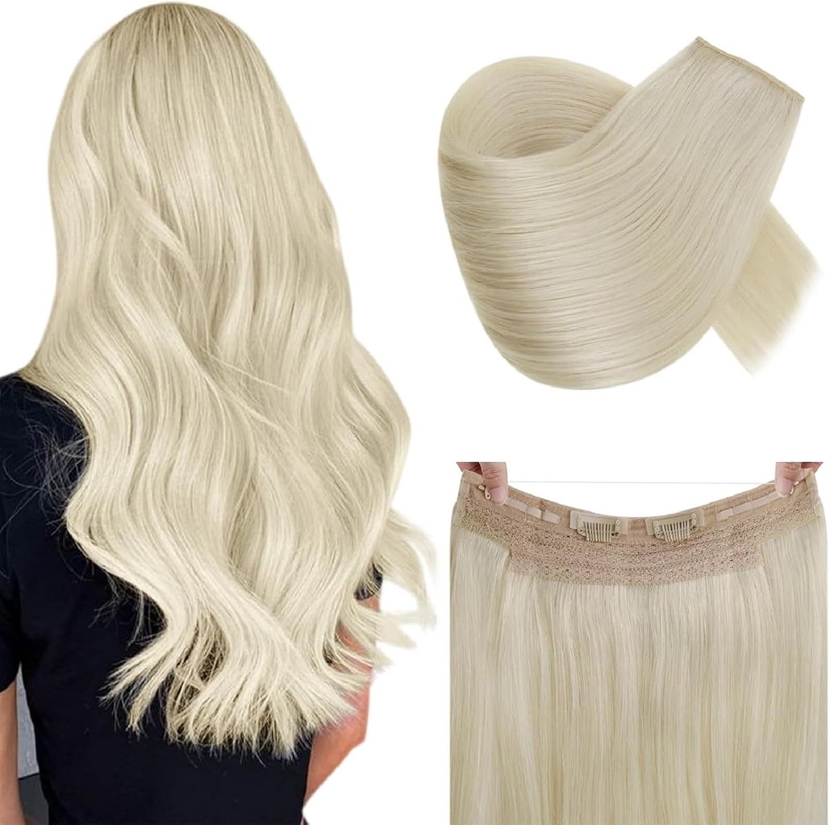 Dubbele Sheaves Verborgen Visserslijn Haarextensions - Steil Braziliaans Haar 50cm 100g #60, Perfect voor Volumineuze Haarstijl en Natuurlijke Look