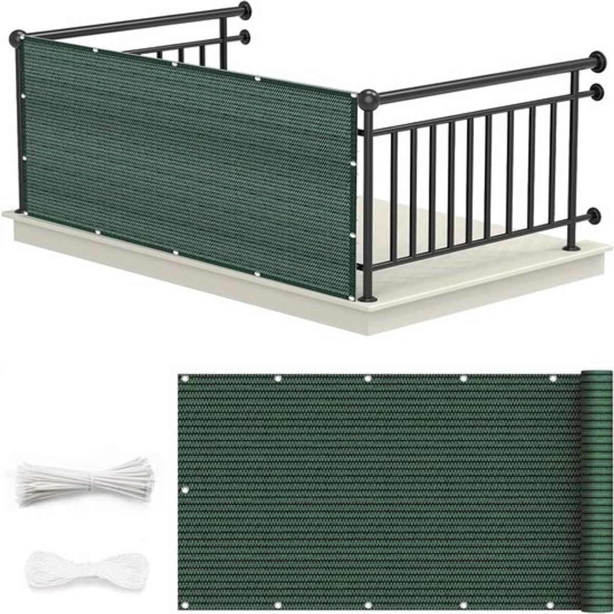 Balkon Privacy Scherm - Privacydoek Zichtdoek - Inkijk Voorkomen - Scheurvast Polyester - 65x280cm - Donkergroen