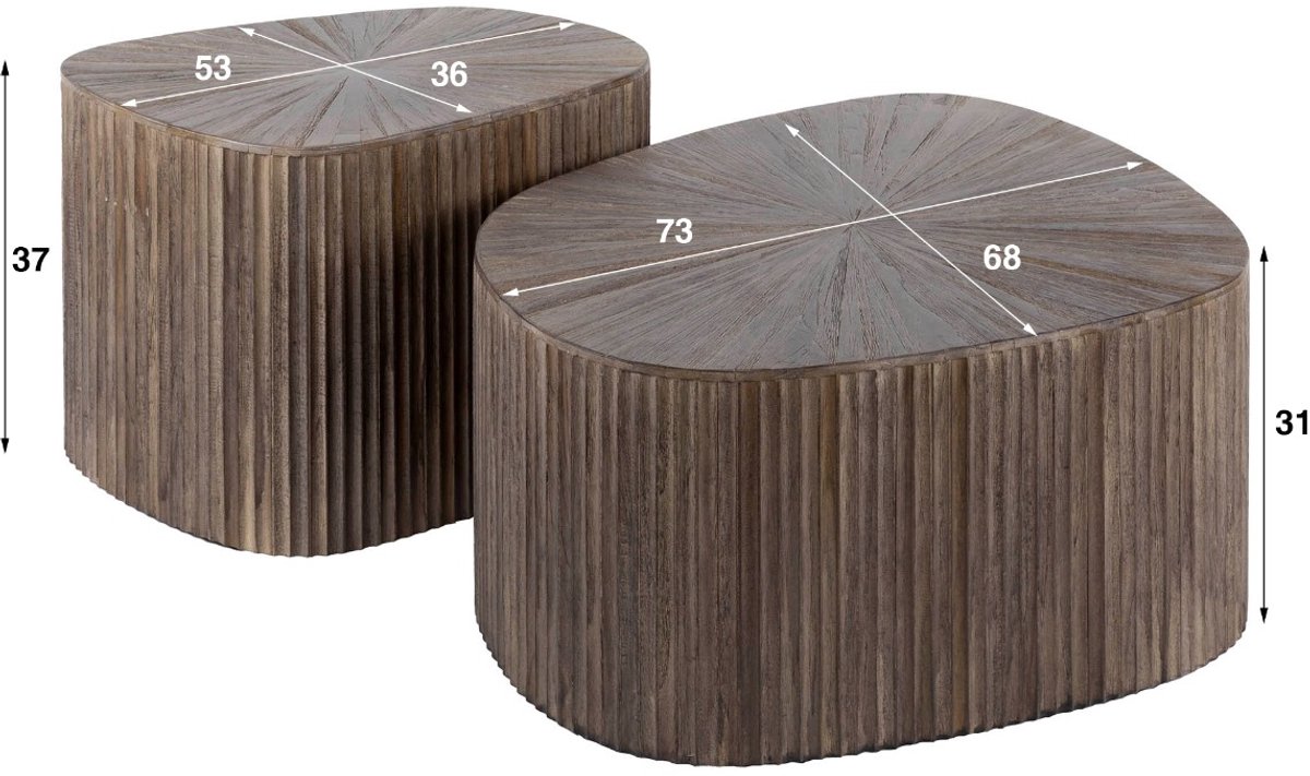 AnLi Style Salontafel Maya Teak vierhoekig set/2