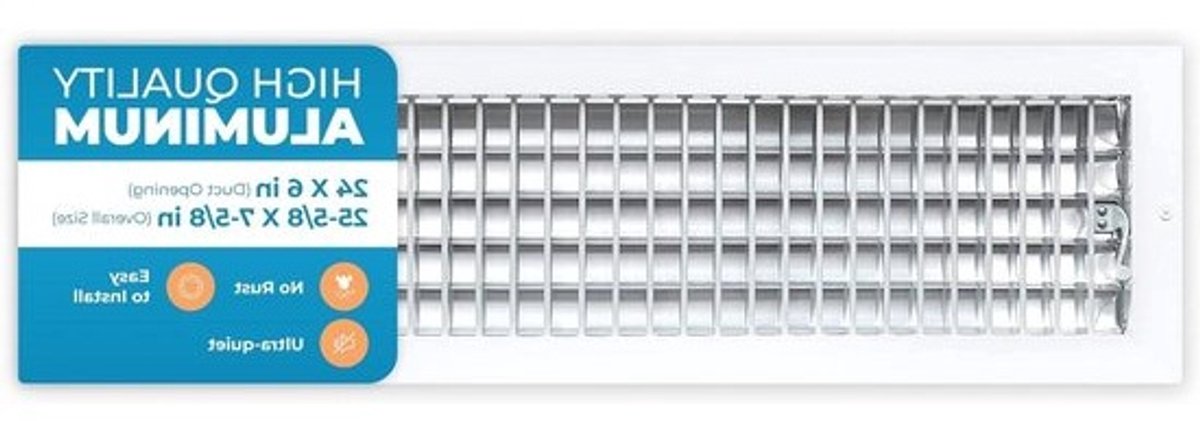 Wandrooster Aluminium - Ventilatierooster Afdekking - Luchtstroom Reguleren - Multi-Shutter Demper - 24 x 6 inch - Wit