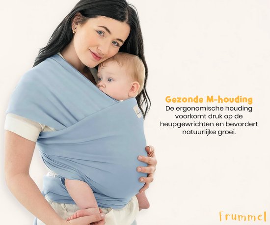 Frummel Baby Draagdoek Lichtblauw - Draagzak - Baby Wrap - Baby carrier - Draagdoek baby - Baby 0-36 maanden - Newborn van Frummel — afbeelding 5