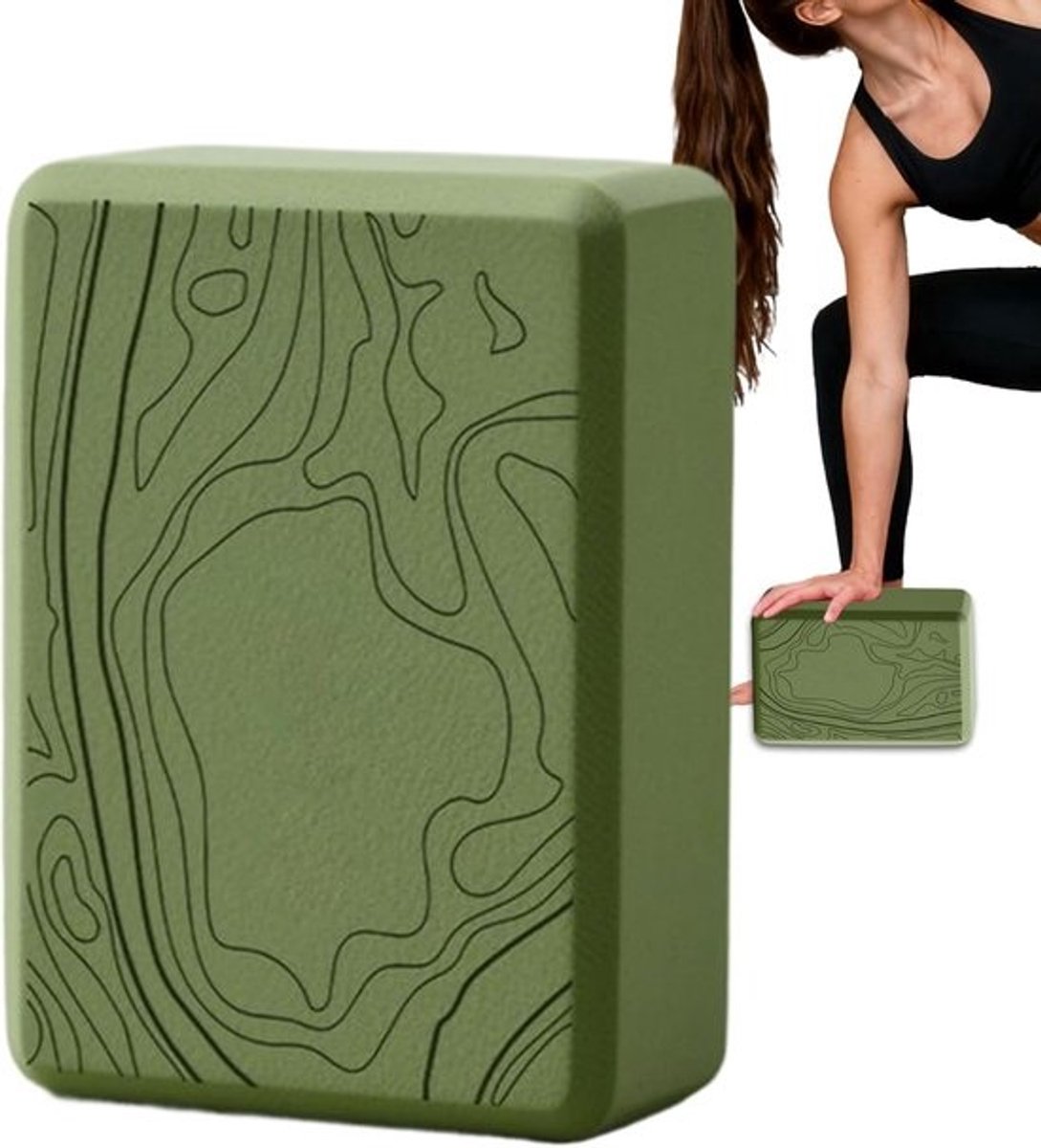 Yogablokken - Trainingsblokken Pilates - Verbeteren Flexibiliteit - Antislip Stevige Grip - 23 x 15 x 7 cm - Groen