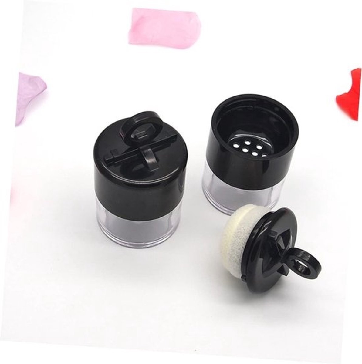Poederdoos met Puff - Make-up Container - Make-up Aanbrengen - Luchtdicht Ontwerp - 7 x 4 x 4 cm - Zwart