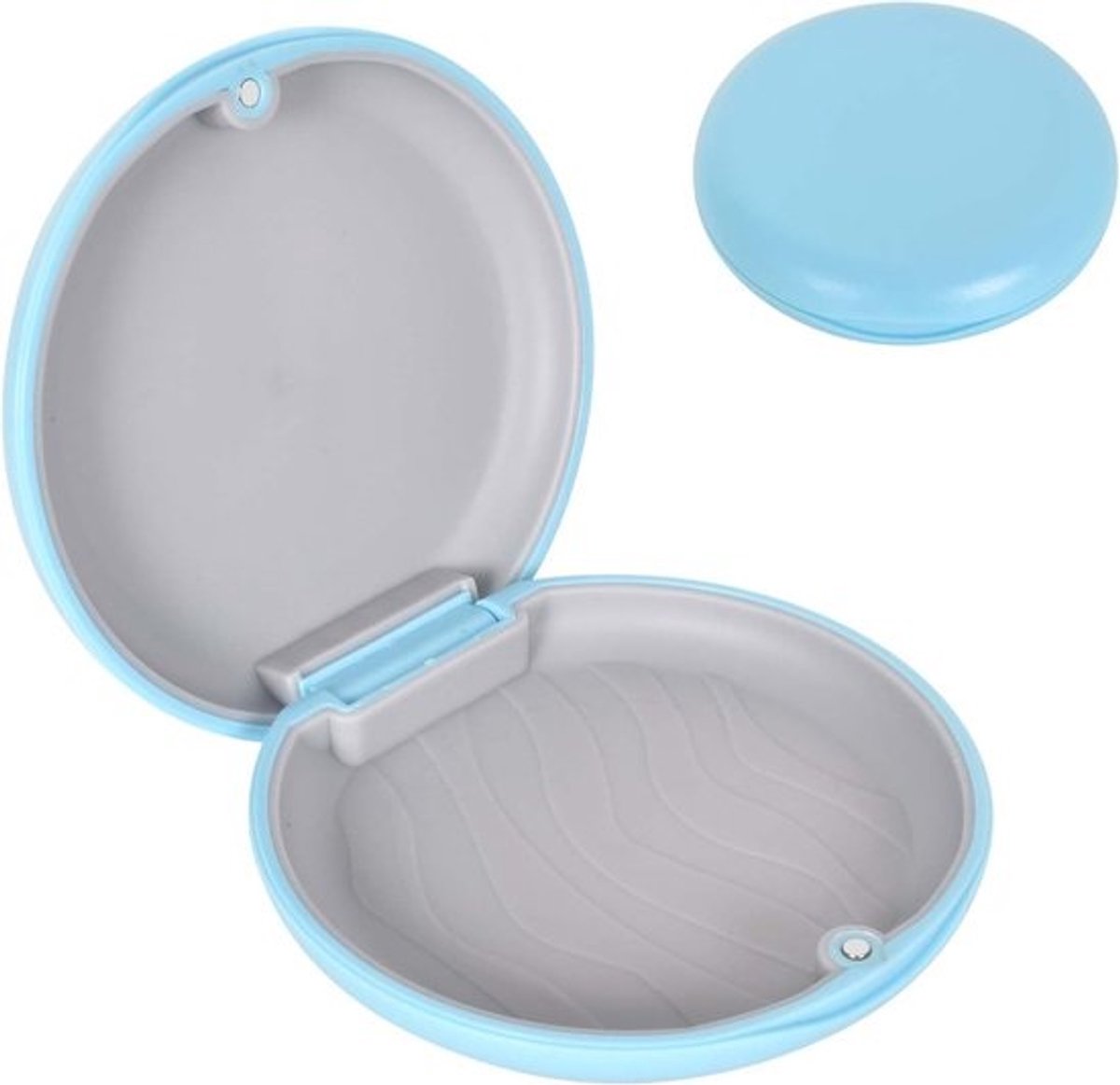 Beugeldoos - Prothesenhouder Gebitsdoos - Hygiënisch Opbergen - Magnetische Sluiting Antislip - 9 x 9 x 2.5 cm - Blauw