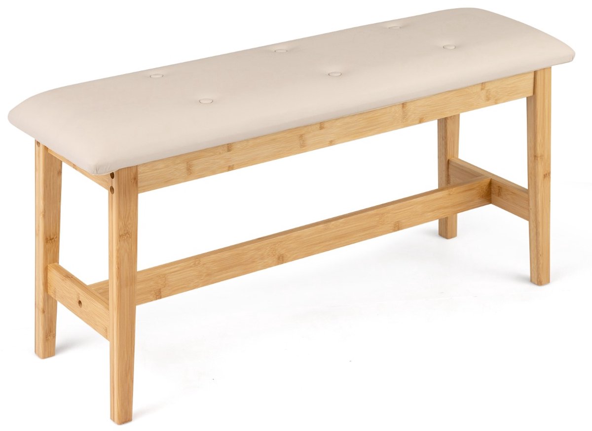 SureDeal® - Poef - Kunstleren Beklede Voetenbank - 100x30x50 cm - Naturel