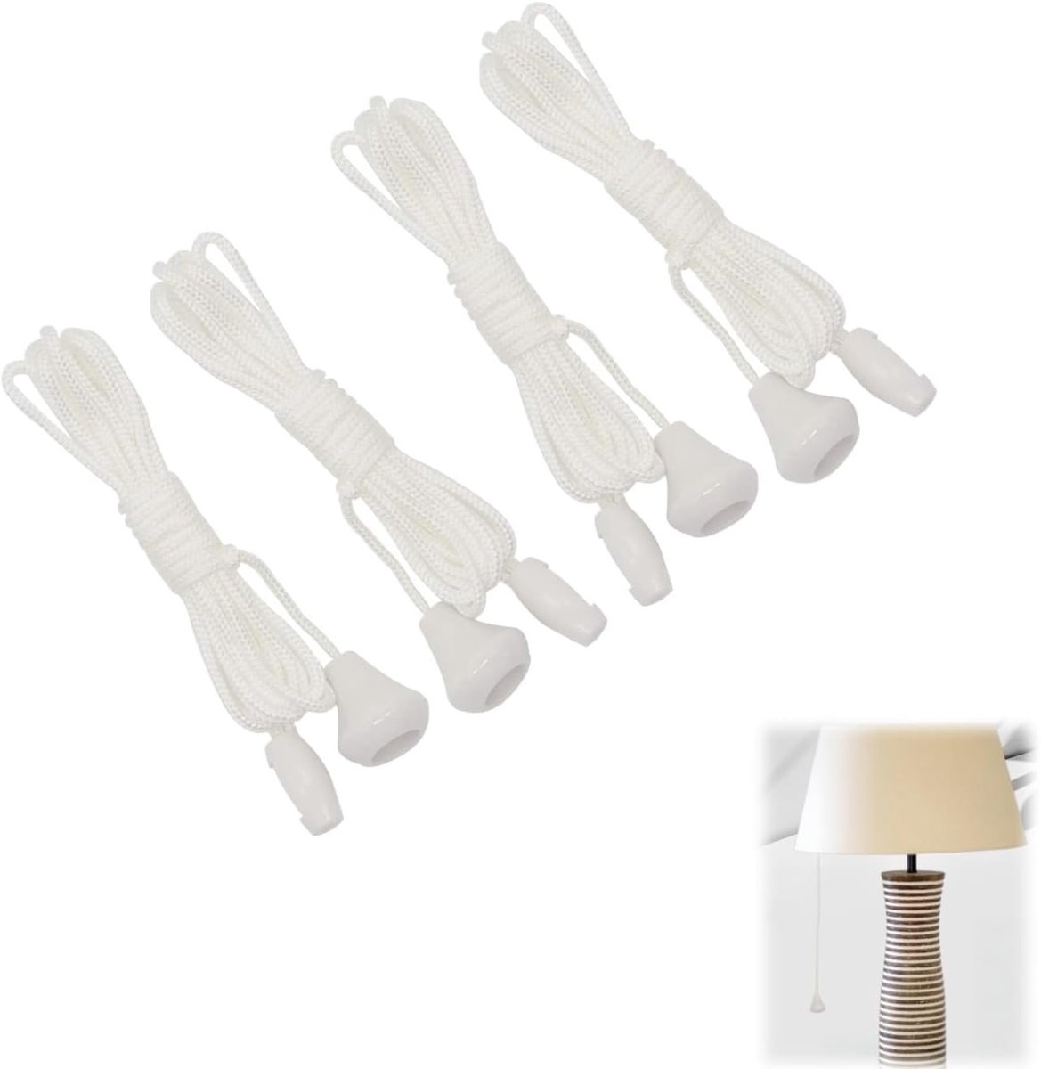 Vervangingskabelset voor plafondschakelaars - 4 Stuks Nylon Koord voor Verlichting, 1.5m, Geschikt voor Badkamer en Andere Toepassingen