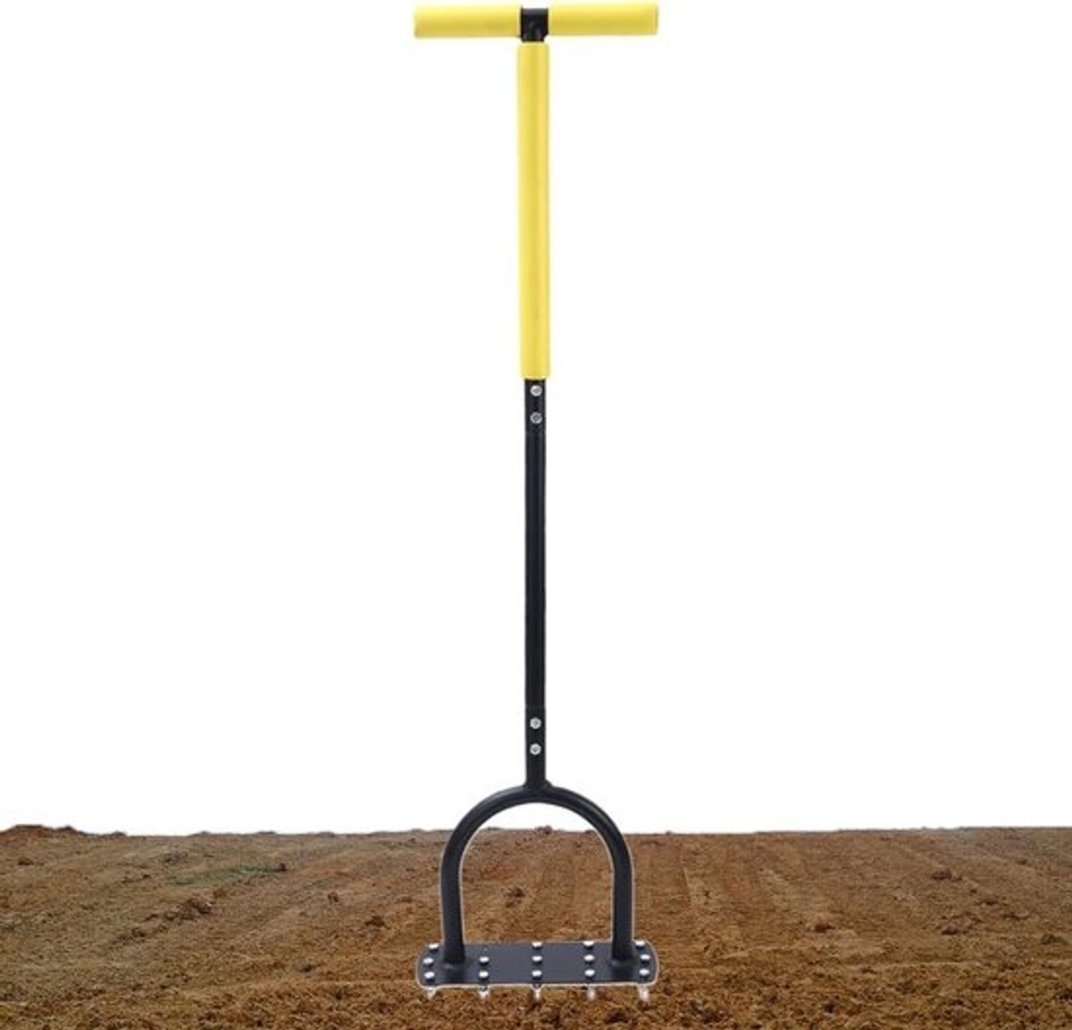 Gazon Beluchter - Gras Ontluchter - Bodem Verzorging - Antislip T-Handvat - 45 x 26 cm - Zwart