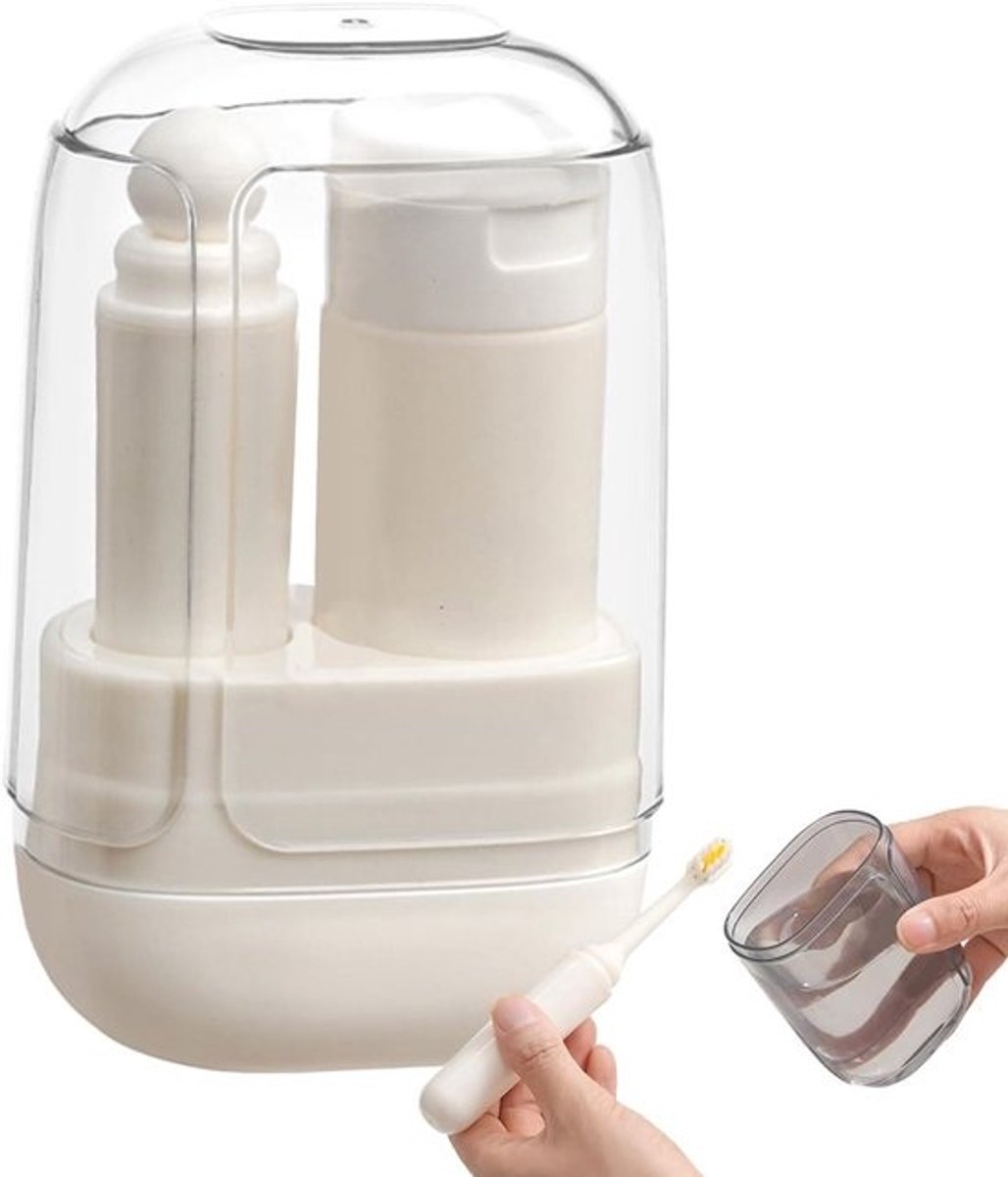 Tandenborstel Set - Reis Tandenborstel - Orale Hygiëne - Inclusief Opvouwbare Beker - 13 x 8 x 6 cm - Wit
