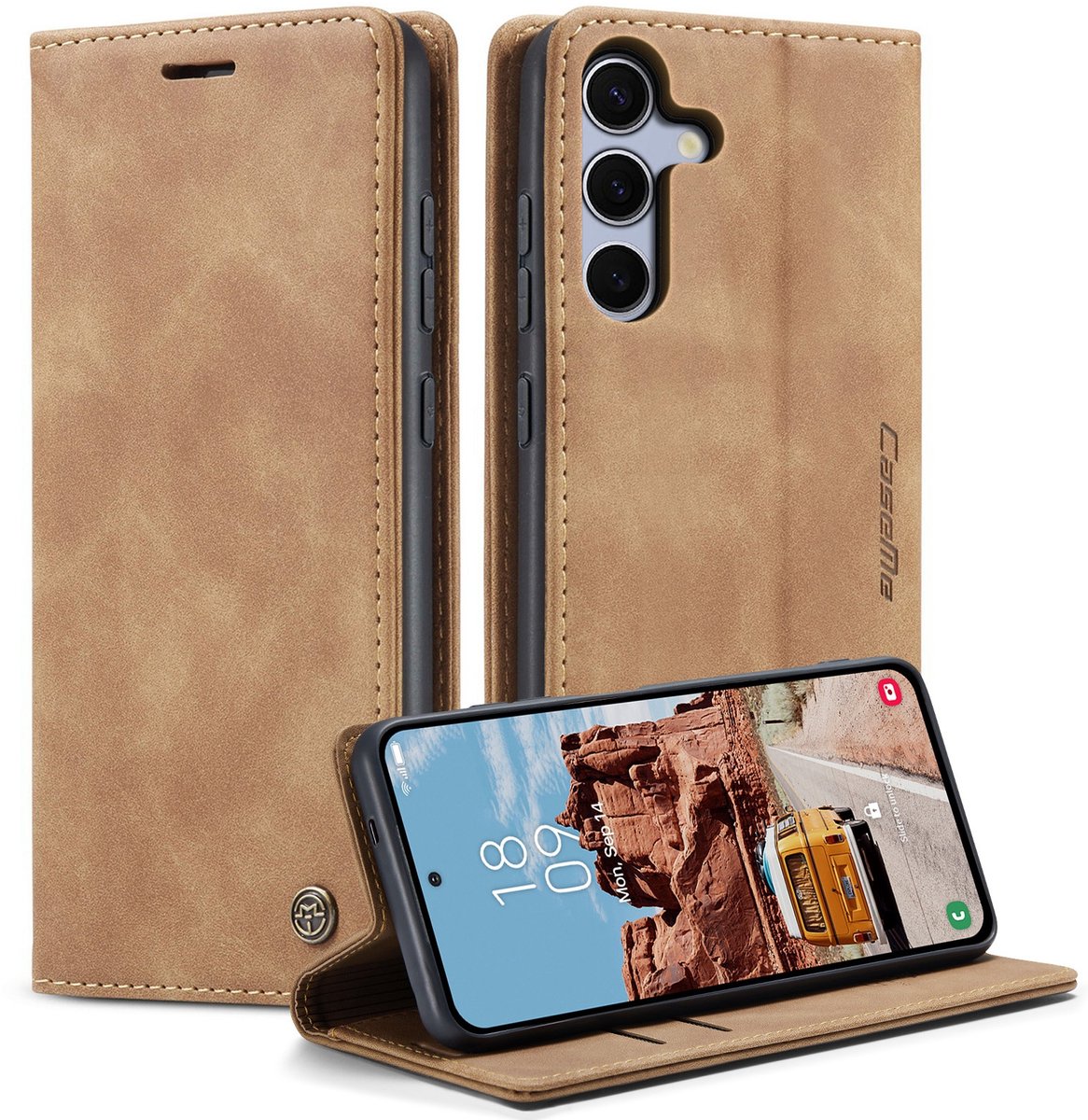 CaseMe Hoesje - Geschikt voor Samsung Galaxy S26 FE Hoesje - CaseMe 013 Book Case - Bruin