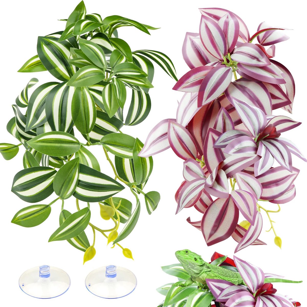 Dailygoods- Reptielenplanten 2 stuks - Kunstmatige Bladeren - Terrarium Decoraties - Hange