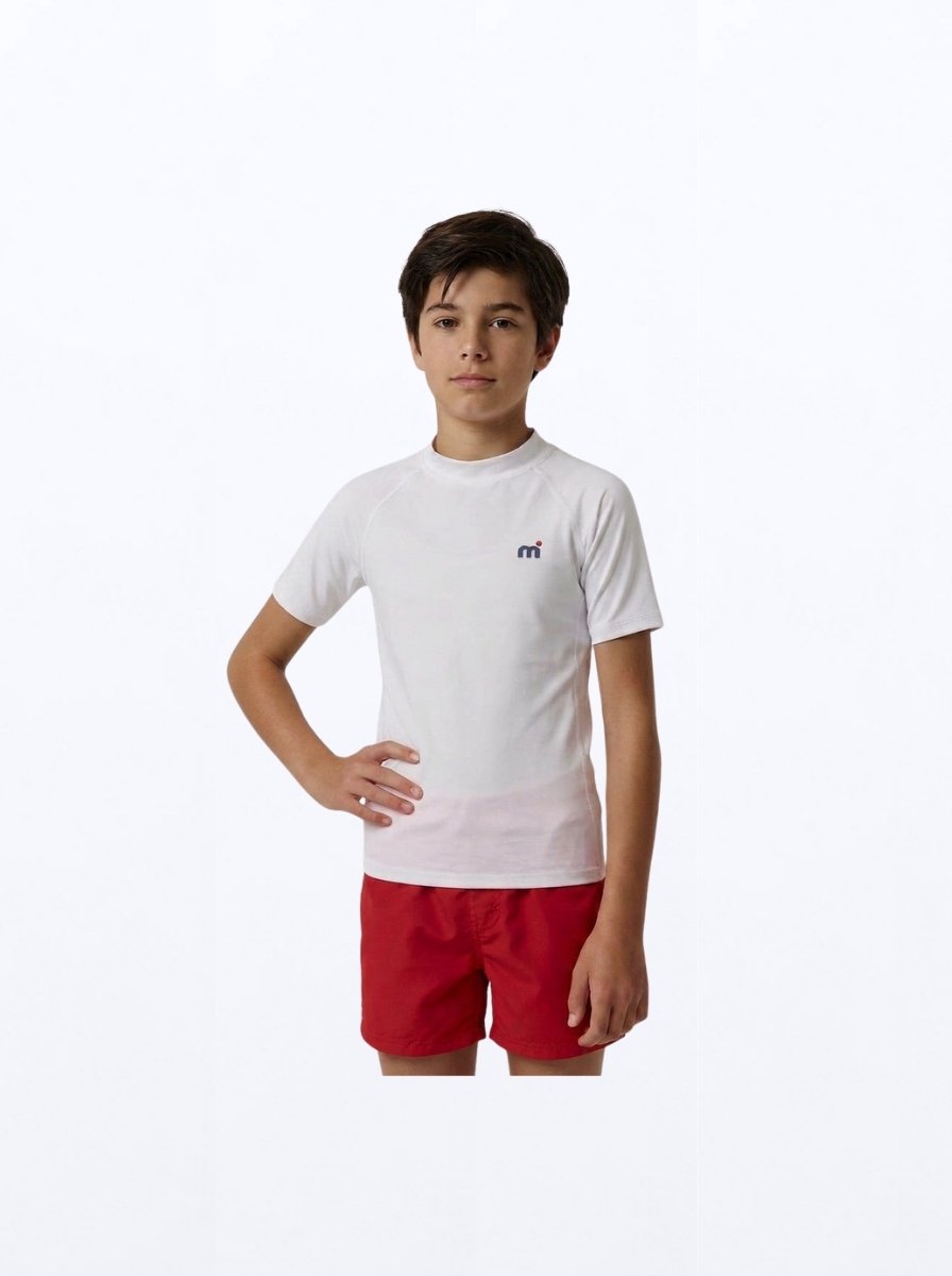 Mistral Ocean Kinder Rash Guard | Jongens en Meisjes | Wit | Maat 140 | Korte Mouw | UV-Beschermend Watershirt | Voor SUP, Surfen en Strand
