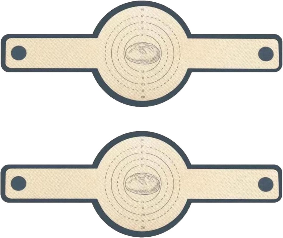 LISM-Twee siliconen bakmatten, een broodslinger met lange steel, herbruikbare broodmatten, gemakkelijk schoon te maken, Geschikt voor het bakken van brood en koekjes, deegtransporttool.