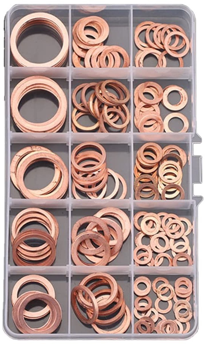 178-delige set platte ringen van rood koper M5-M24 - Gasket, schroefbevestiging en assortimentsaccessoires