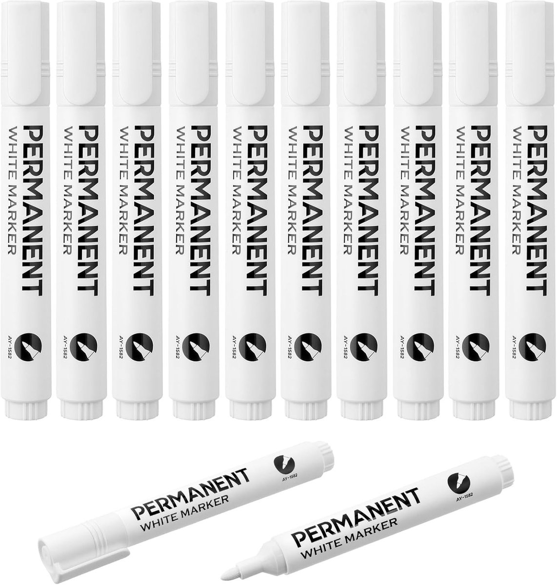Permanent Markers Set van 10 Stuks, Waterproof en Sneldrogend voor Papier, Hout, Glas en Meer, 2-3mm Tip voor Precisie Schrijven