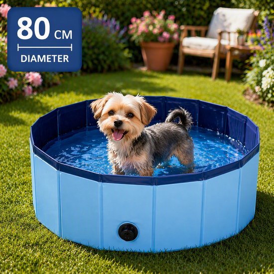 Your Pet Hondenbad – Opvouwbaar Hondenzwembad – Ø80 x 30 cm – Antislip Bodem – Blauw - Maat S